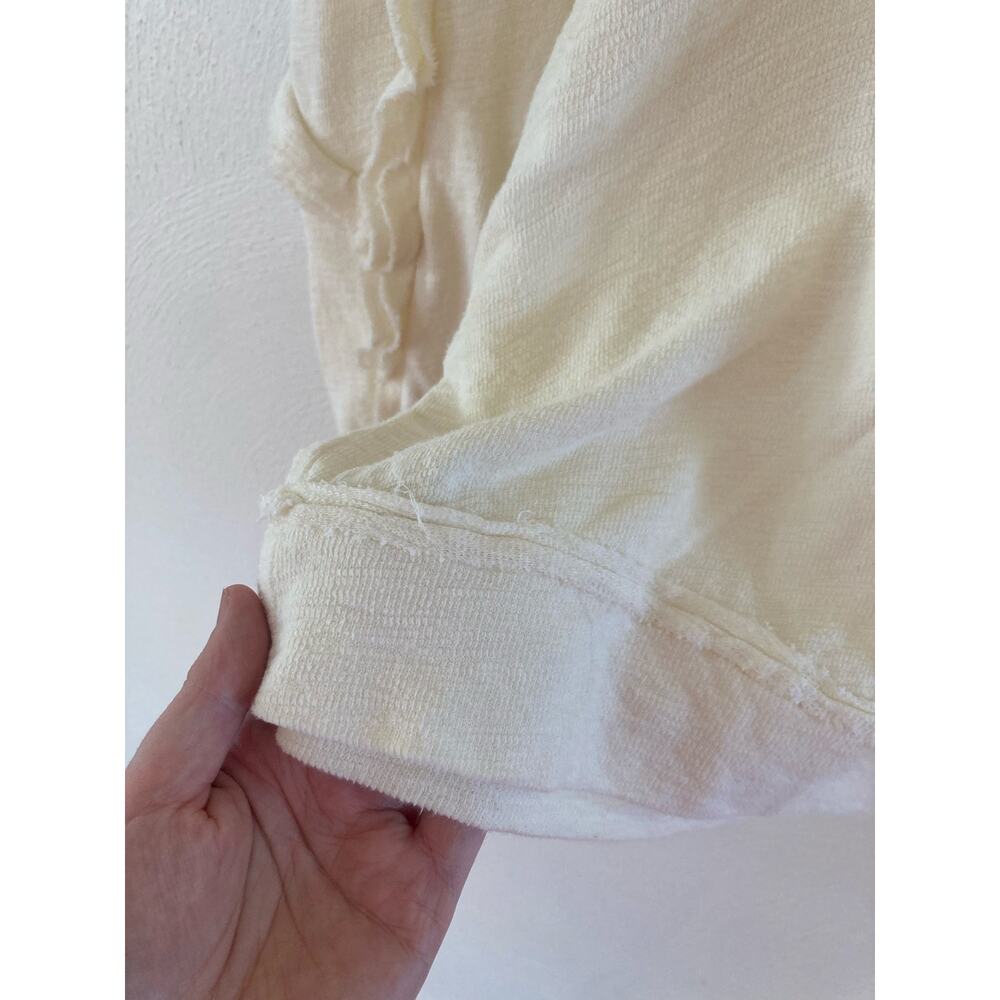 Anthropologie Pilco Elsa Ruffled Slub Knit Cotton Cream Top Sweater M - Picture 8 of 11